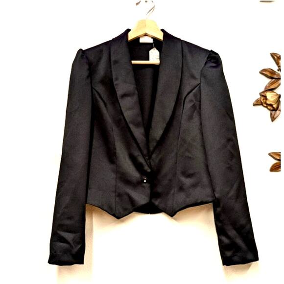 La Bene Black Satin Formal Short Jacket - Picture 1 of 5